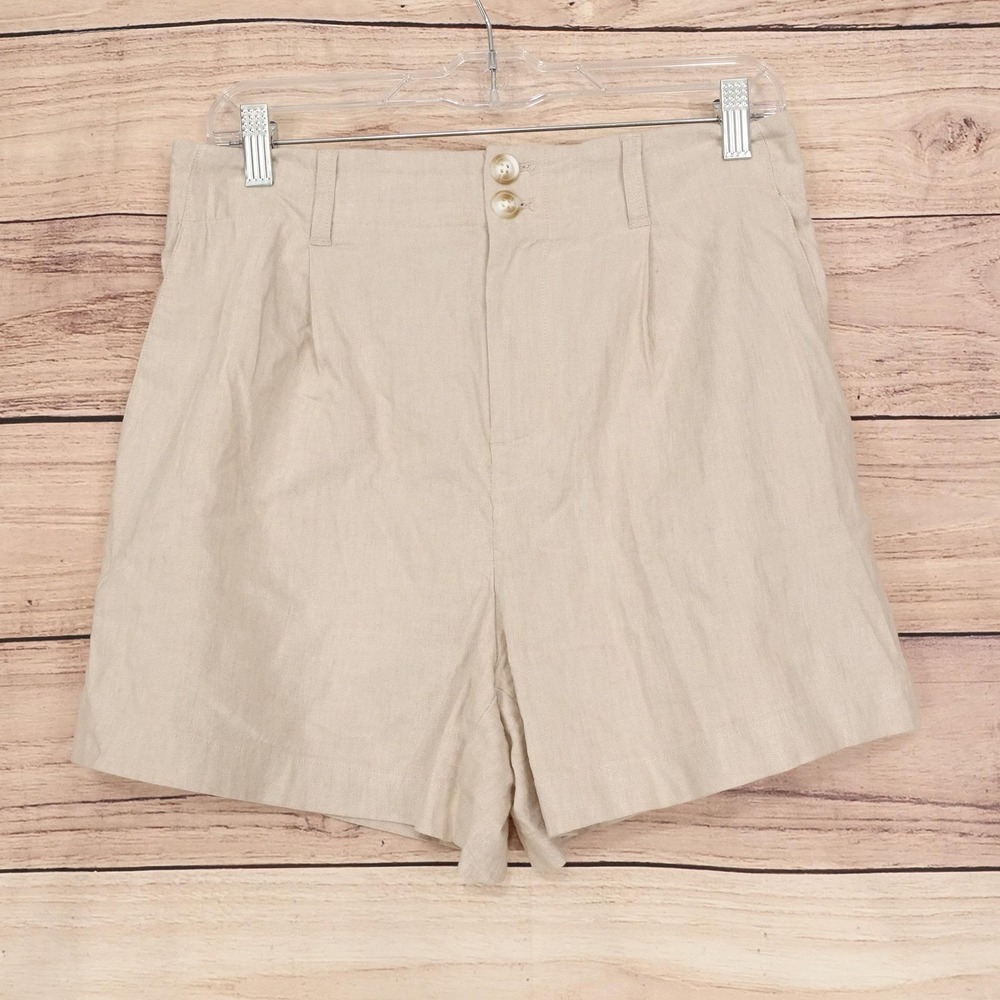 Lauren Conrad Chino Shorts Womens 6 Beige Linen 30 Waist 4 Inseam Stretch